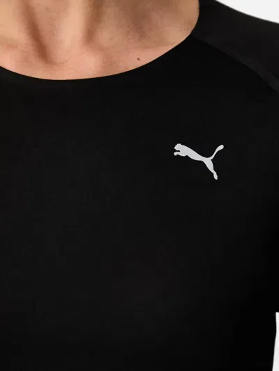 Puma Run Cloudspun Logo-print T-shirt In Schwarz