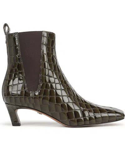 Sam Edelman Women's Peony Pull-on Short Boots In Dark Cactus Croco Leather