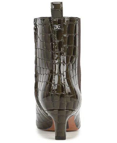 Sam Edelman Women's Peony Pull-on Short Boots In Dark Cactus Croco Leather