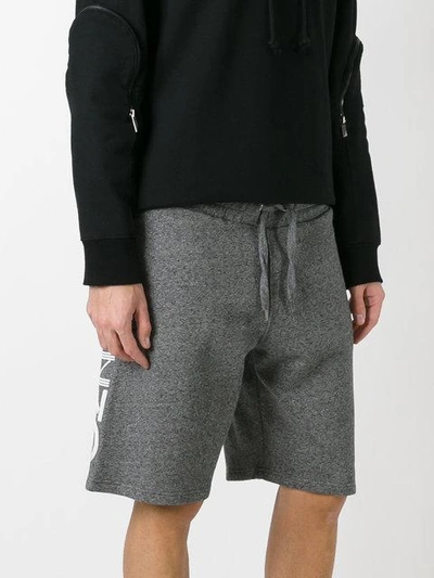 Shop Kenzo Logo Track Shorts In Grey