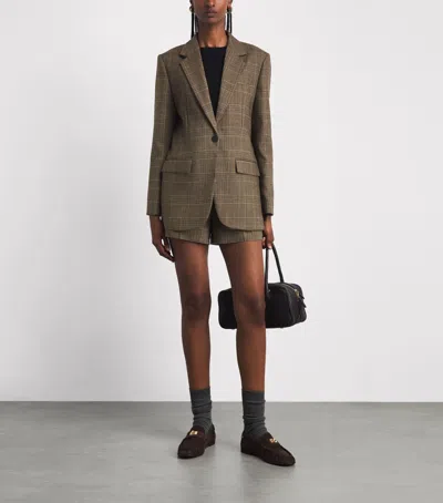 Sandro Paris Wool Check Blazer In Brown