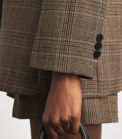 Sandro Paris Wool Check Blazer In Brown