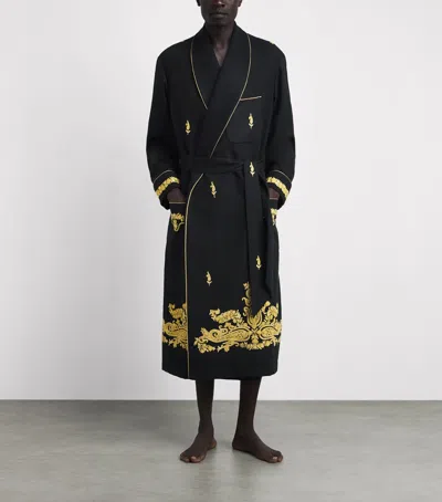 Daniel Hanson Cashmere Silk-lined Robe In Black