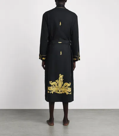 Daniel Hanson Cashmere Silk-lined Robe In Black