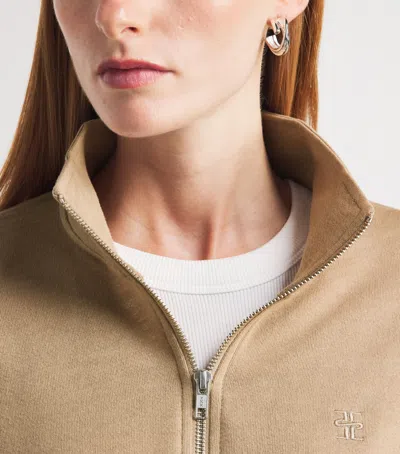 Éterne Cropped Half-zip Sweatshirt In Brown