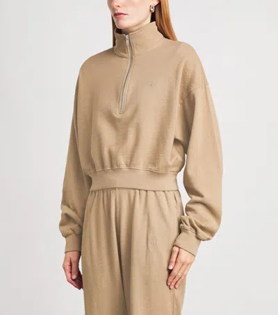 Éterne Cropped Half-zip Sweatshirt In Brown