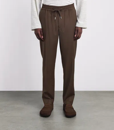 Sandro Paris Wool-blend Drawstring Trousers In Brown