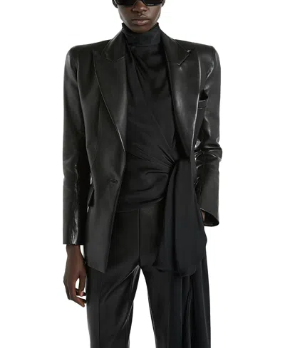 Balmain Structured-shoulder Lambskin Jacket In Black