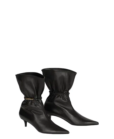 Balmain Sphynx Smooth Leather Ankle Boots In Black