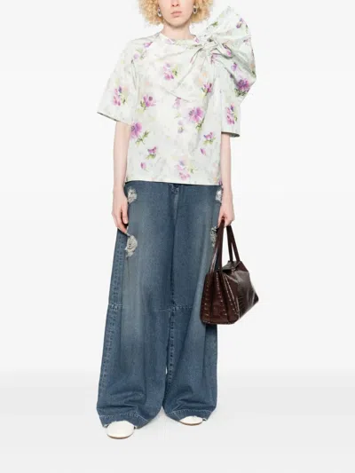 Loewe Floral-print Draped Blouse In Multi