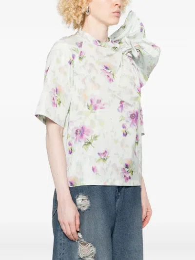 Loewe Floral-print Draped Blouse In Multi