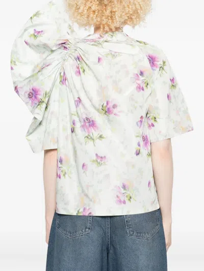 Loewe Floral-print Draped Blouse In Multi
