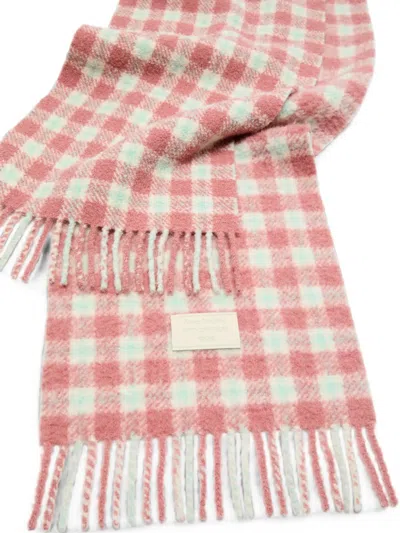 Acne Studios Checked Logo Scarf In Pink