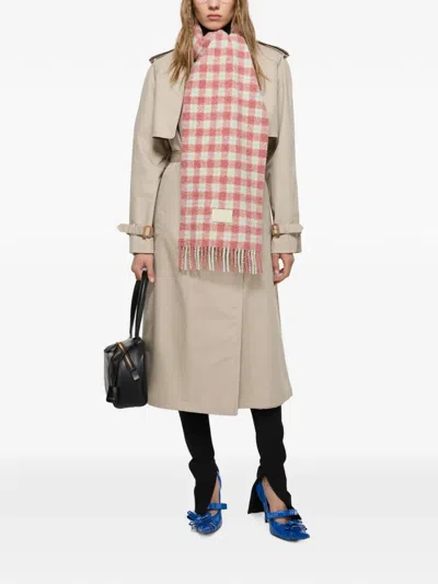 Acne Studios Checked Logo Scarf In Pink