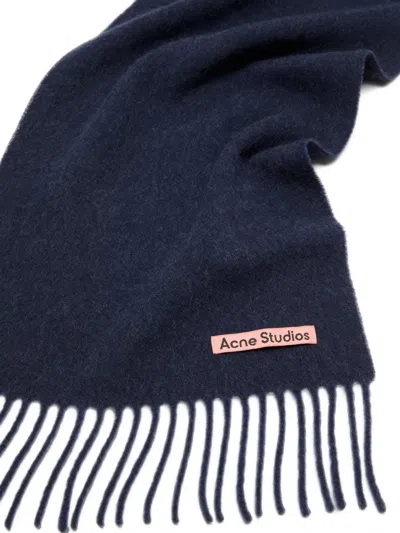 Acne Studios Fringe Wool Scarf In Blue
