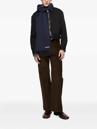 Acne Studios Fringe Wool Scarf In Blue