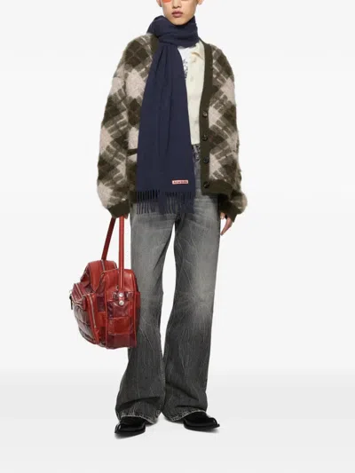 Acne Studios Fringe Wool Scarf In Blue