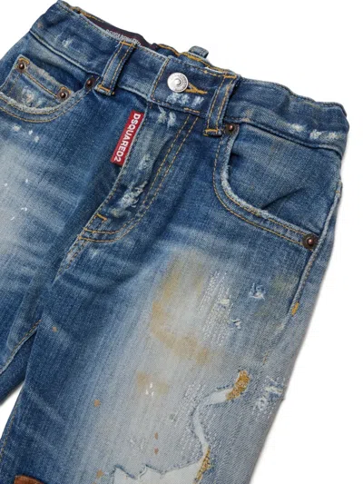 Dsquared2 Distressed Patchwork Jeans In Blue