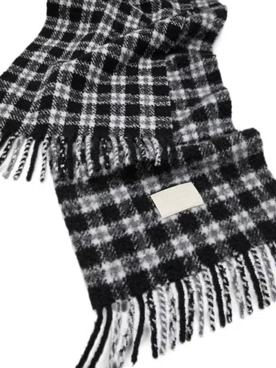 Acne Studios Checked Logo Scarf In Black