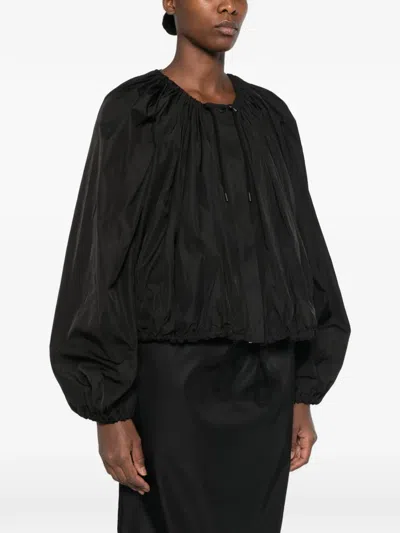 Totême Gathered Drawstring Oversized Jacket In Black