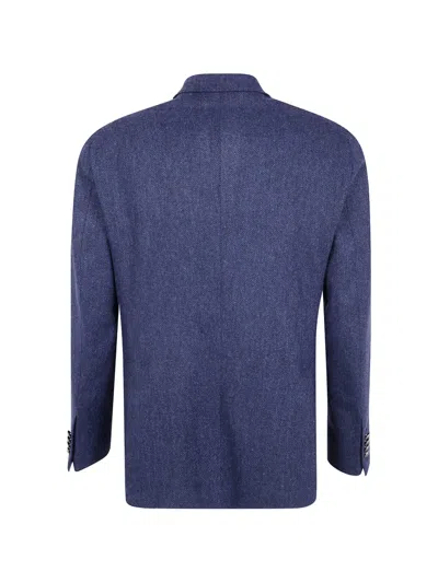 Tagliatore Montecarlo Herringbone-pattern Double-breasted Blazer In Multi