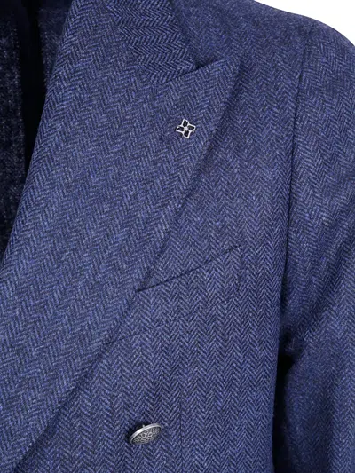 Tagliatore Montecarlo Herringbone-pattern Double-breasted Blazer In Multi