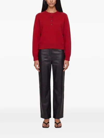 Loulou De Saison Button-placket Sweater In Red