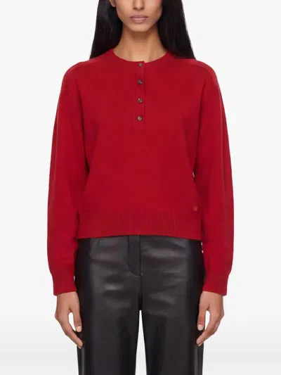 Loulou De Saison Button-placket Sweater In Red