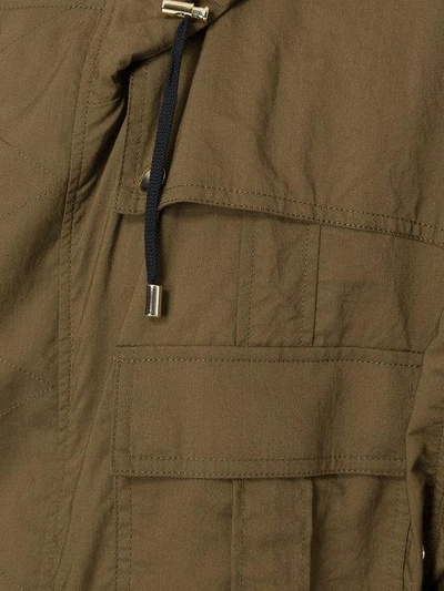 Shop Balmain Flap Pocket Parka Coat In Green