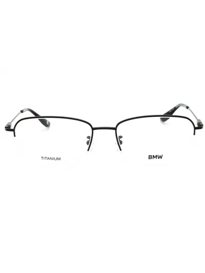 Bmw Rectangular-frame Glasses In Matte Gunmetal/clear Demo Lens
