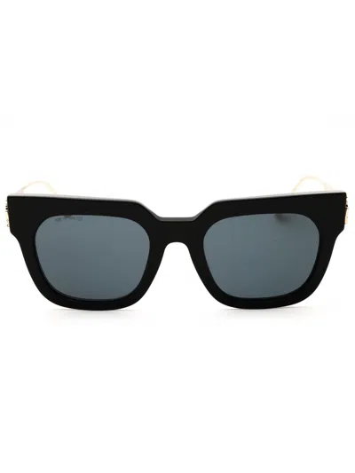 Etro Pegaso-embellishment Rectangular-frame Sunglasses In 0807 Ir - Black/grey