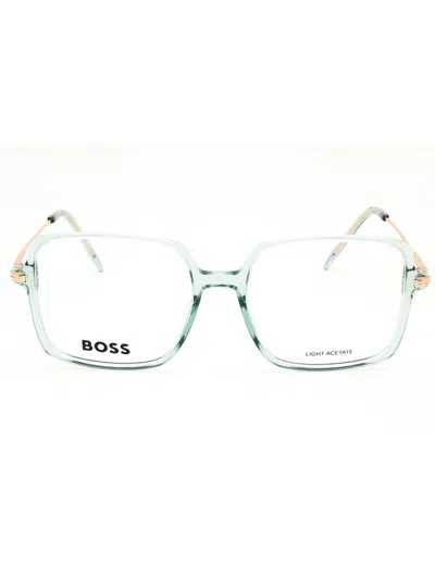 Hugo Boss Square-frame Glasses In Aqua/clear Demo Lens