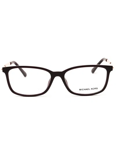 Michael Kors Rectangular-frame Glasses In Cordovan/clear Demo Lens