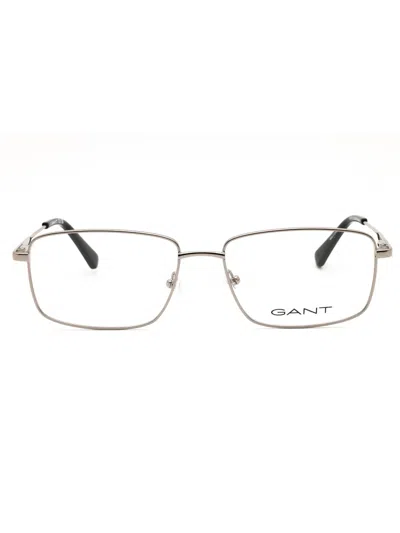 Gant Rectangle-frame Glasses In Shiny Dark Ruthenium/clear Demo Lens