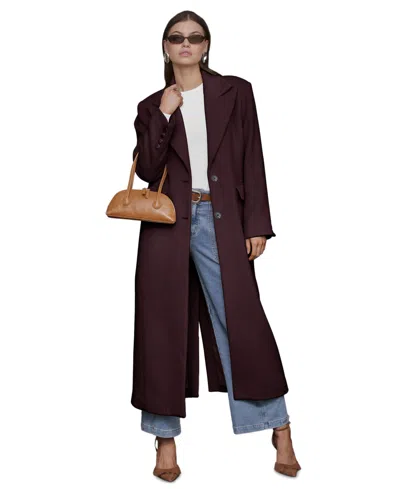 Avec Les Filles Women's Double-breasted Long Wool-blend Structured-shoulder Coat In Dulse