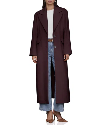 Avec Les Filles Women's Double-breasted Long Wool-blend Structured-shoulder Coat In Dulse