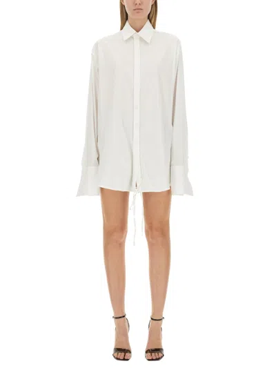 Peter Do Drawstring Viscose Cotton Shirt In White