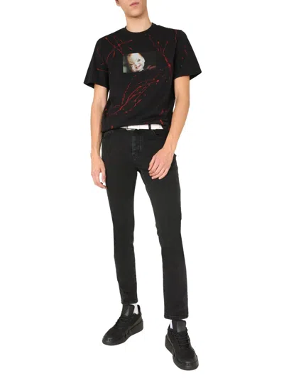 Msgm Graphic Doll Face Printed Crew Neck T-shirt In Black