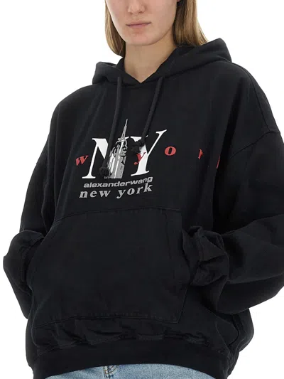 Alexander Wang Oversized Logo Sweatshirt In Black