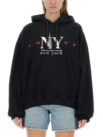 Alexander Wang Oversized Logo Sweatshirt In Black