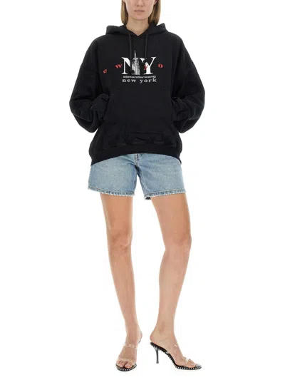 Alexander Wang Oversized Logo Sweatshirt In Black