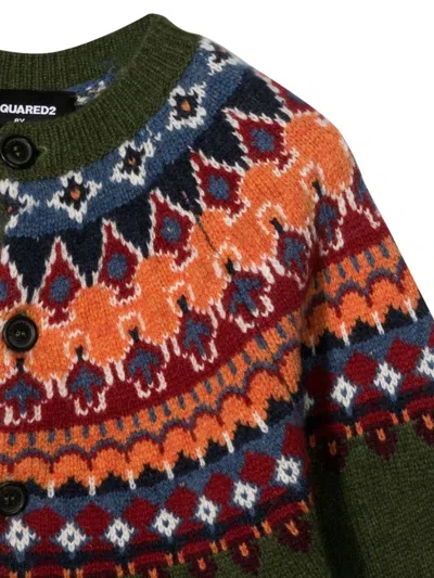 Dsquared2 Virgin Wool Button-front Cardigan In Multi
