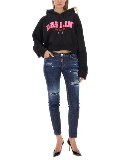 Dsquared2 Logo Cotton Sweatshirt In Black