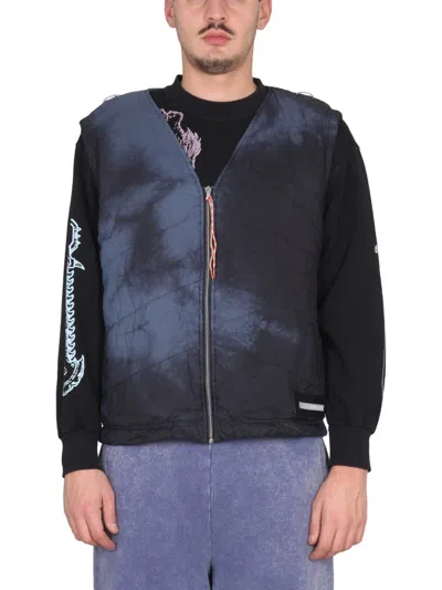 Aries V-neck Polyamide Vest In Blue
