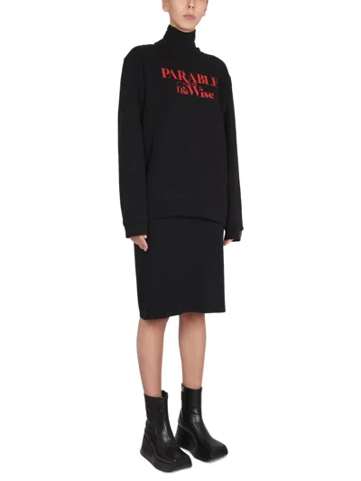 Raf Simons Crewneck Front Print Sweatshirt In Blue