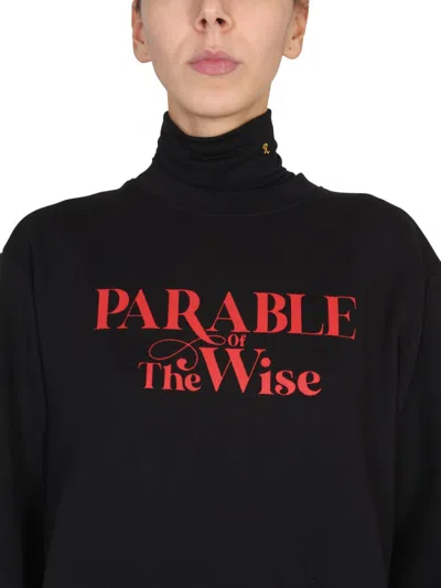 Raf Simons Crewneck Front Print Sweatshirt In Blue