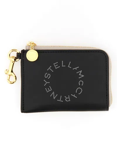 Stella Mccartney Perforated Logo Wallet In Black