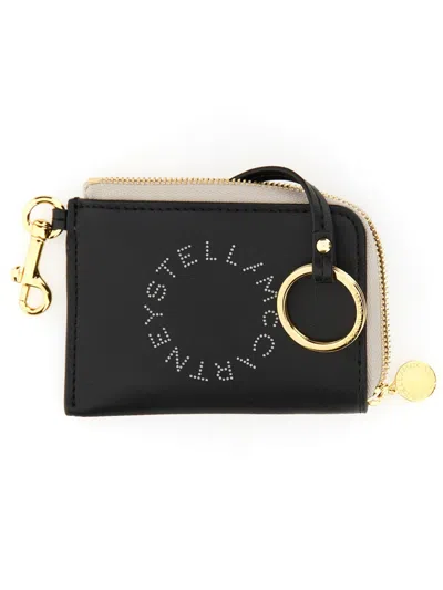 Stella Mccartney Perforated Logo Wallet In Black