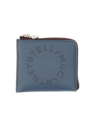 Stella Mccartney Polyurethane Zipped Wallet In Blue