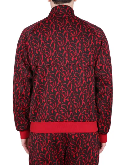 Baracuta Pattern High-necked Casual Jacket In Red